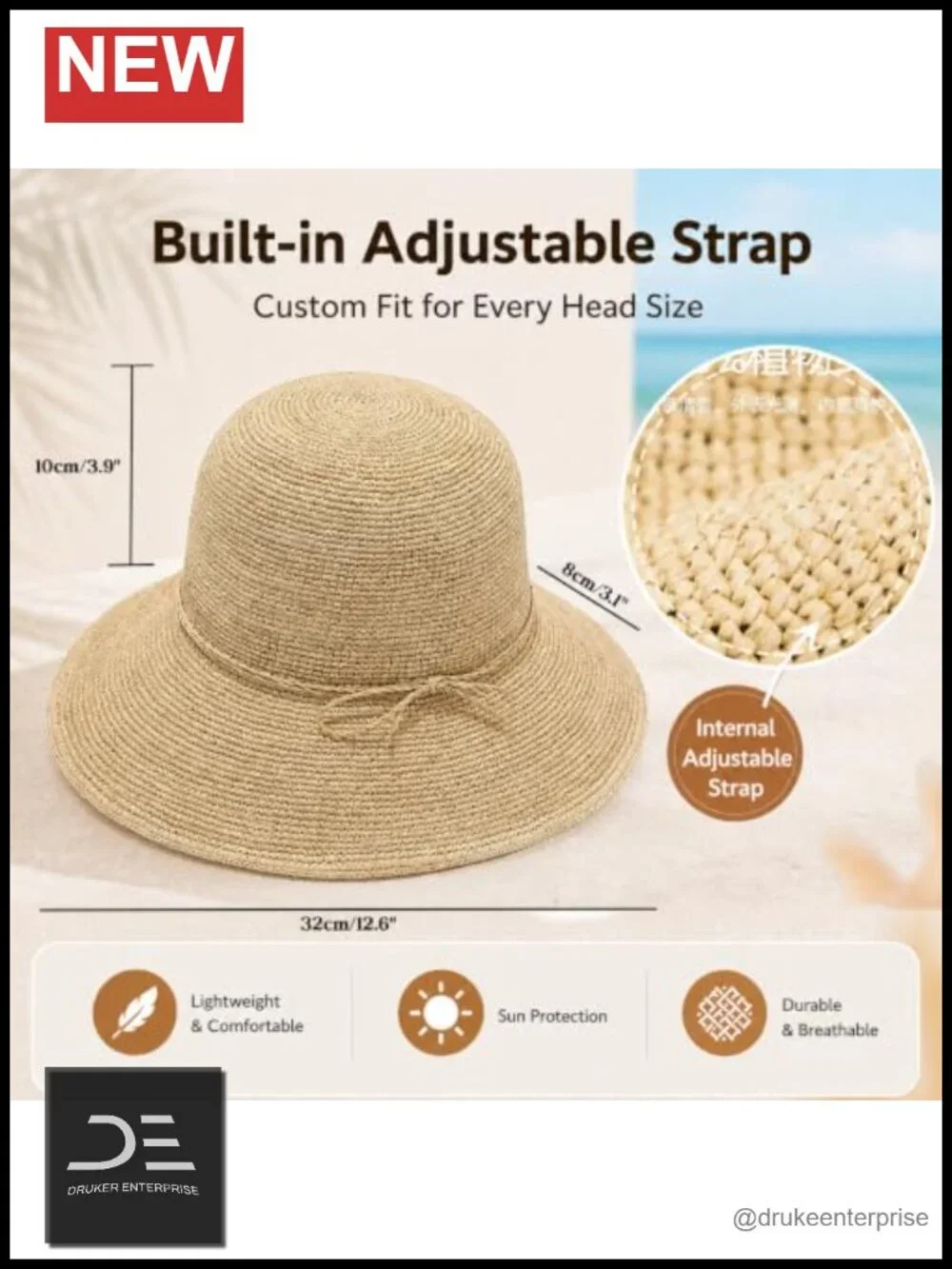 Handmade Natural Raffia Straw Bucket Hat Sun Beach Foldable Summer Cap